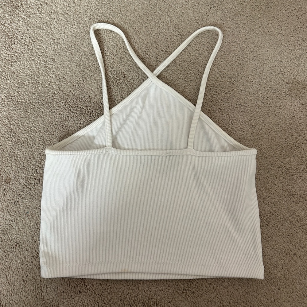 Zara Cream Ribbed Spaghetti Strap Top - Picture 3 of 3
